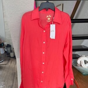 Lilly Pulitzer Men's Vibrant Red Button Down Shirt